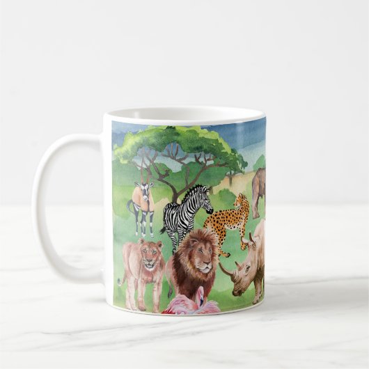 Mug Faune africaine : Fond d'écran couleur d'eau Savan (Gauche)
