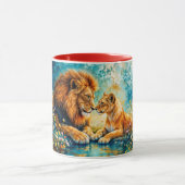 Mug Faune Lion Lioness imaginaire art romantique (Centre)
