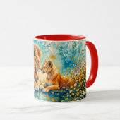 Mug Faune Lion Lioness imaginaire art romantique (Devant droit)
