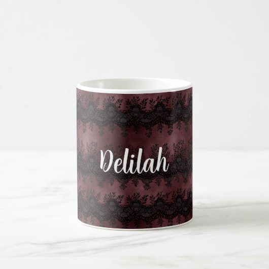 Mug Fausse dentelle noir bordeaux (Centre)