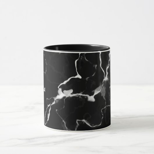 Mug Faux Black Marble Texture Look Avec Nom Personnali (Centre)