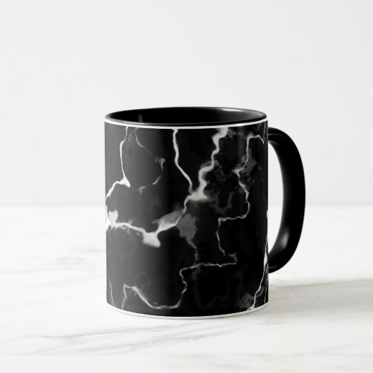 Mug Faux Black Marble Texture Look Avec Nom Personnali (Devant droit)