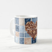 Mug Faux Bleu Crème Denim Premier Café Grains de Cœur (Devant gauche)