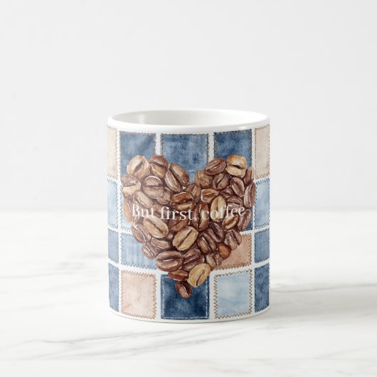 Mug Faux Bleu Crème Denim Premier Café Grains de Cœur (Centre)