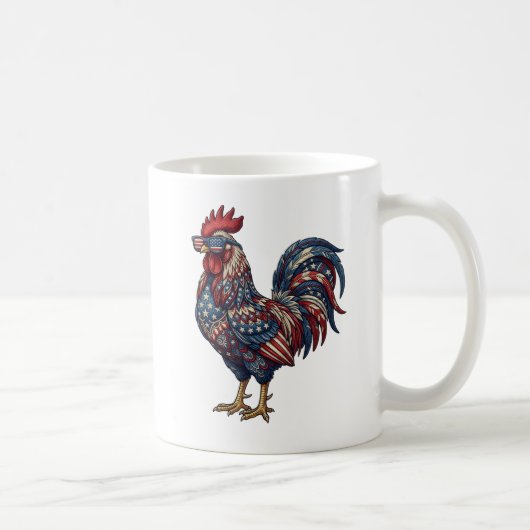 Mug Faux Coq Patriotique Brodé (Droite)