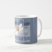 Mug Faux Denim Blue Jean Café Crème Libellule (Devant droit)