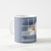 Mug Faux Denim Blue Jean Café Crème Libellule (Devant gauche)