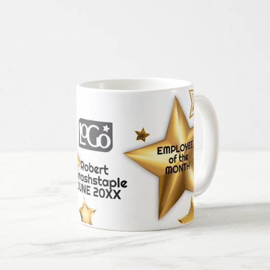 Mug Faux étoiles d'or employé du mois (Devant droit)