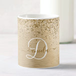 Mug Faux Gold brossé Parties scintillant métallique Im<br><div class="desc">Personnalisez facilement ce design chic et branché de tasse à café avec une jolie parties scintillant dorée brillante sur un arrière - plan métallique brossé à l'or.</div>