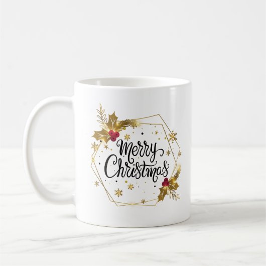 Mug Faux Gold Floral Joyeux Noël| Musique (Gauche)