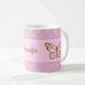 Mug Faux Gold Foil Look Papillon sur Lavender Purple (Devant droit)