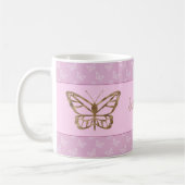 Mug Faux Gold Foil Look Papillon sur Lavender Purple (Gauche)