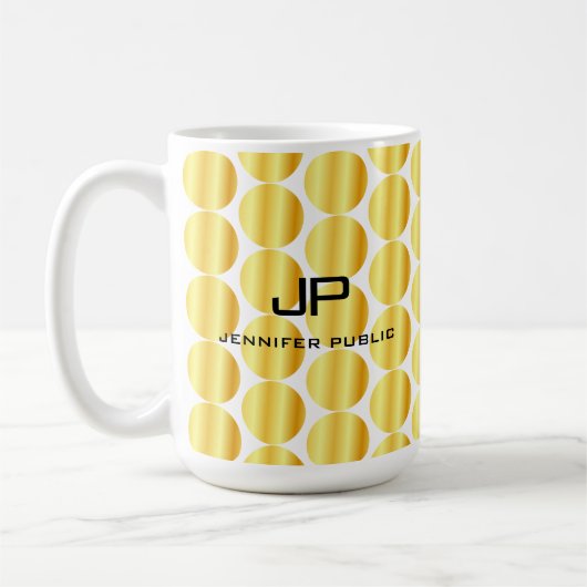 Mug Faux Gold Monogramme Modèle personnalisé (Gauche)
