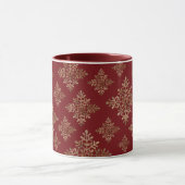 Mug Faux Golden Foil Snowflakes Sur Rouge (Pas Vrai Fo (Centre)