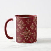 Mug Faux Golden Foil Snowflakes Sur Rouge (Pas Vrai Fo (Gauche)