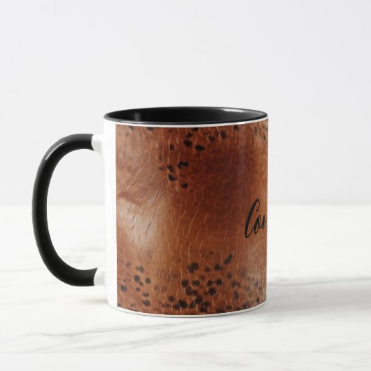 Mug Faux Leather Brown Leopard Spots (Gauche)