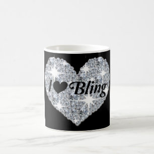 Mug Faux losange étincelant I Love Bling coeur design