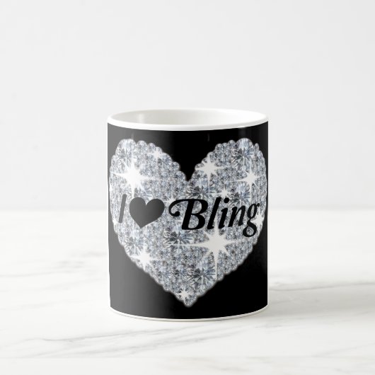 Mug Faux losange étincelant I Love Bling coeur design (Centre)
