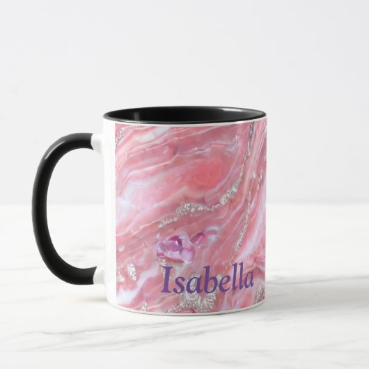 Mug Faux Marbre Rose Texture Avec Parties scintillant (Gauche)