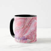 Mug Faux Marbre Rose Texture Avec Parties scintillant (Devant gauche)