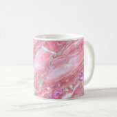 Mug Faux Marbre Rose Texture Avec Parties scintillant  (Devant droit)