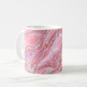 Mug Faux Marbre Rose Texture Avec Parties scintillant  (Devant gauche)