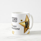 Mug Faux or stars employé anniversaire jalon (Devant droit)
