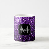 Mug Faux pailleté brillant violet foncé Monogramme (Centre)
