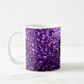 Mug Faux pailleté brillant violet foncé Monogramme (Gauche)
