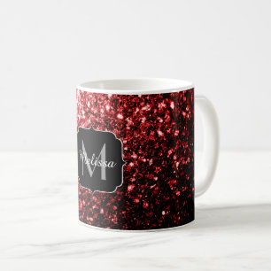 Mug Faux paillettes rouge foncé éclats de glamour Mono