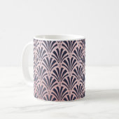 Mug Faux Rose Gold Art déco Motif sur Midnight Blue (Devant gauche)