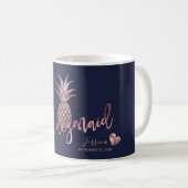Mug Faux Rose Gold Pineappa Bridesmaid Cadeaux (Devant droit)