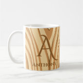 Mug Faux rustique Brown en bois filmé Monogramme sur m (Gauche)