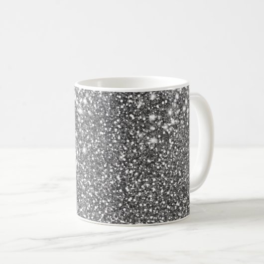 Mug Faux Silver Parties scintillant Texture Look & Cus (Devant droit)