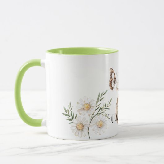 Mug Faux Wood Easter Egg Bow Butterfly Daisy Flowers (Gauche)
