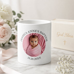 Mug Faveur de baptême de fille avec photo spéciale