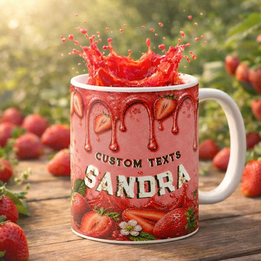 Mug Faveur de fête rose rouge fraise Blush Rétro
