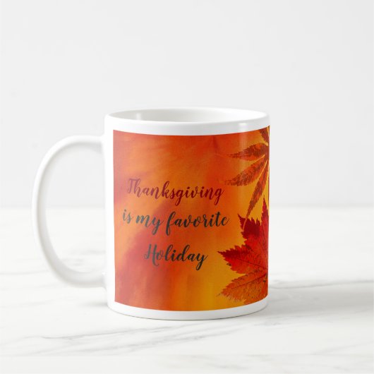 Mug Favori de Thanksgiving Vacances Rouge Orange Feuil (Gauche)