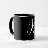 Mug Favour de mariage à monogramme noir blanc 2025 (Devant gauche)