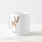 Mug Fawn Boston Terrier Cute Cartoon Chien et Nom pers (Devant gauche)