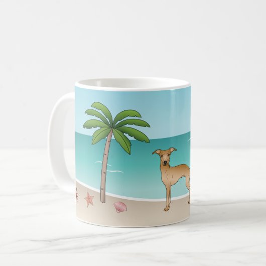 Mug Fawn Italien Greyhound À Tropical Summer Beach (Devant gauche)