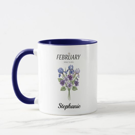 Mug February Birthday Violet Iris Botanical (Gauche)
