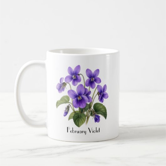Mug February Violet Flowers (Gauche)