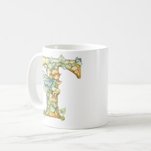 Mug Fée Arc-en-Ciel Initial 'T' (Devant gauche)