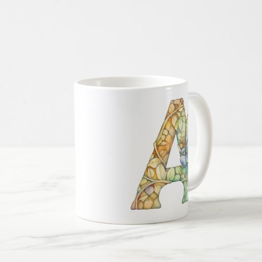 Mug Fée arc-en-ciel initiale 'A' (Devant droit)