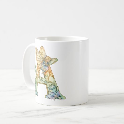 Mug Fée arc-en-ciel initiale 'A' (Devant gauche)