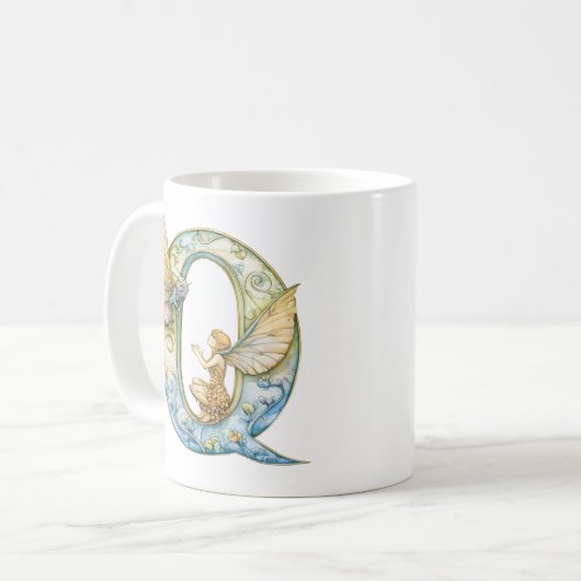 Mug Fée arc-en-ciel initiale 'Q' (Devant gauche)