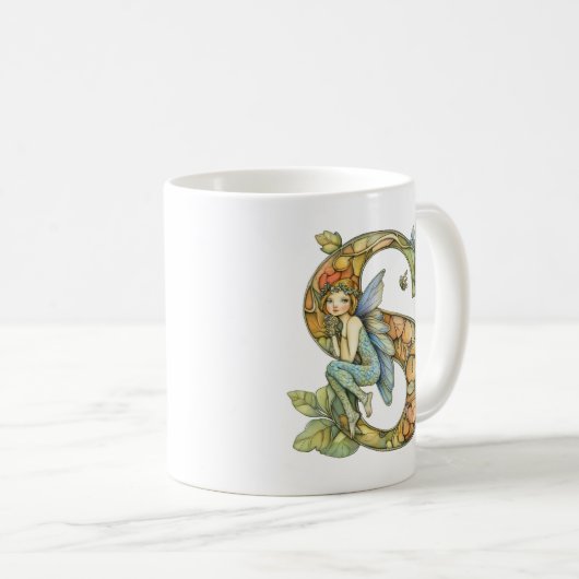 Mug Fée Arc-en-ciel Initiale 'S' (Devant droit)