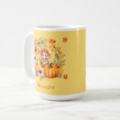 Mug Fée Citrouille mignonne dans la couronne d'automne (Devant gauche)