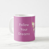Mug Fée crème violette rose or (Devant gauche)